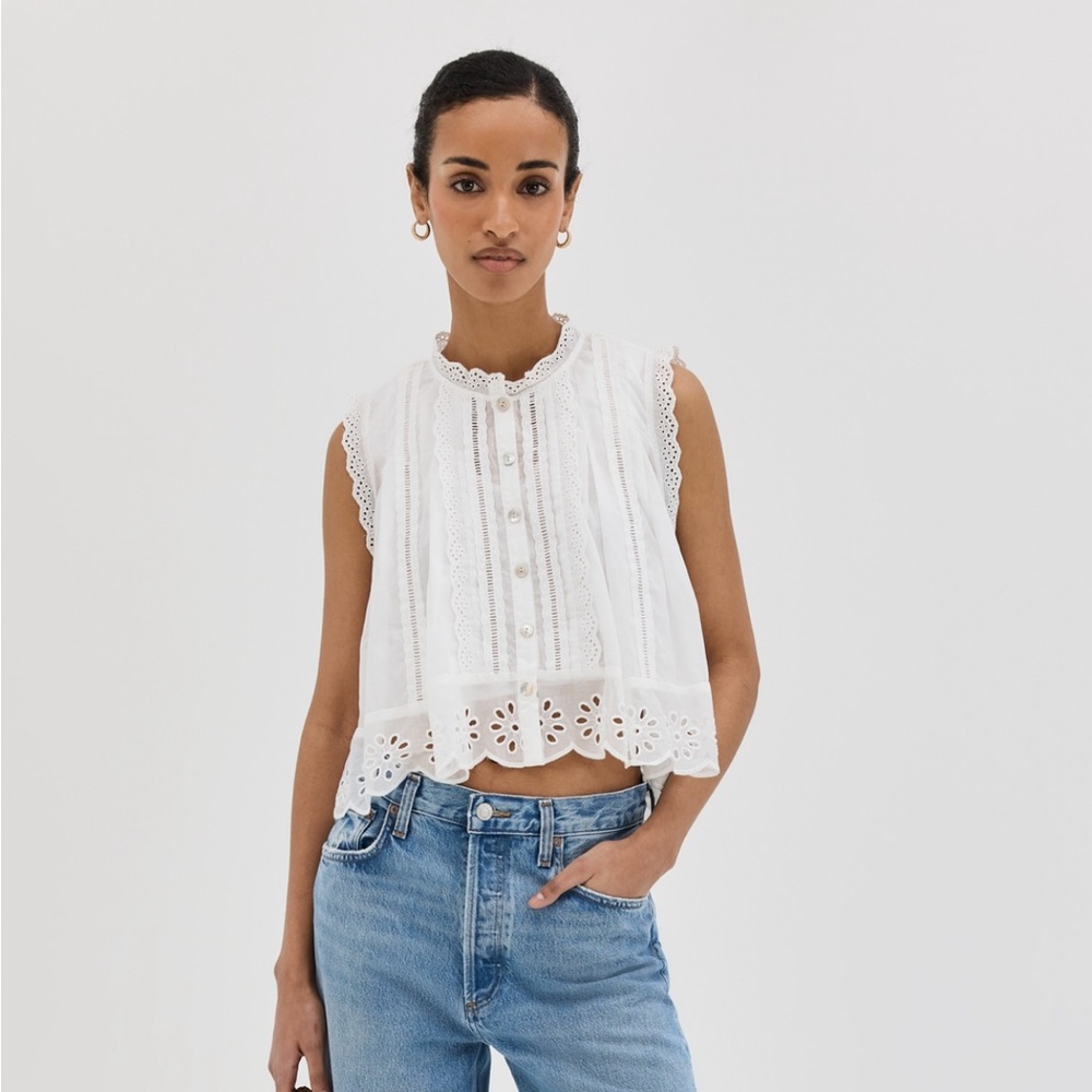 FARM Rio Sleeveless Eyelet Blouse